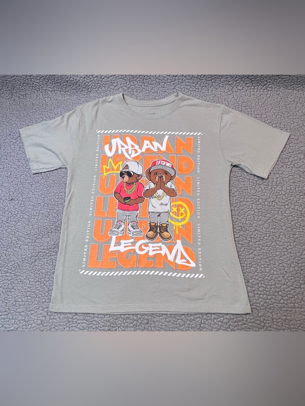 Urban Legend Short Sleeve Graphic Print T Shirt Street Wear Little Boys Size  L
